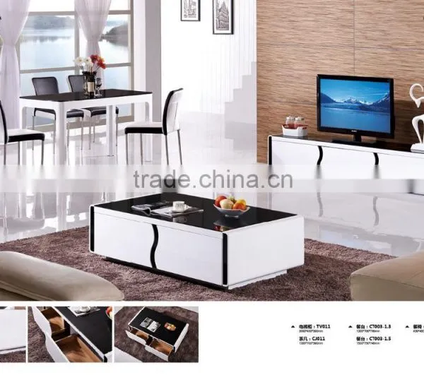 Good Quality High Gloss Black Glass tv Stand, Wide tv Stand photo-2