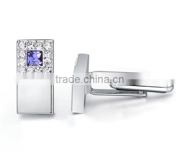 2016 Wholesale Shiny Silver Copper Cuff Links Shirts Mens Square Crystal Cufflink Jewelry photo-4