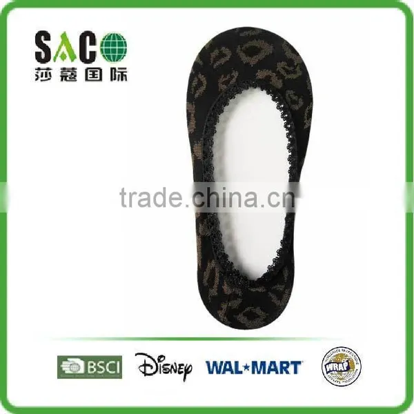 Lace Band Nylon Footie Socks Heart Jacquard Leopard Jacquard photo-2