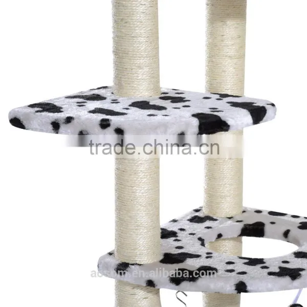 Pawhut 51" Multi-Level Cat Tree Tower - Black/White photo-6