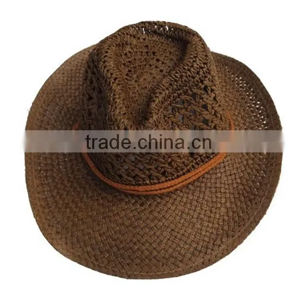Summer Style Straw Cowboy Hat Unisex Hollow Western Hats 2016 Beach Felt Sunhats Party Cap for Man Woman photo-2