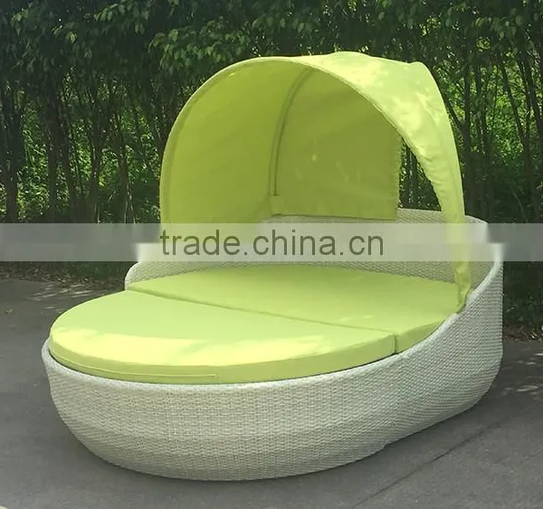 New Style Outdoor Rattan Sun Bed With Canopy photo-2