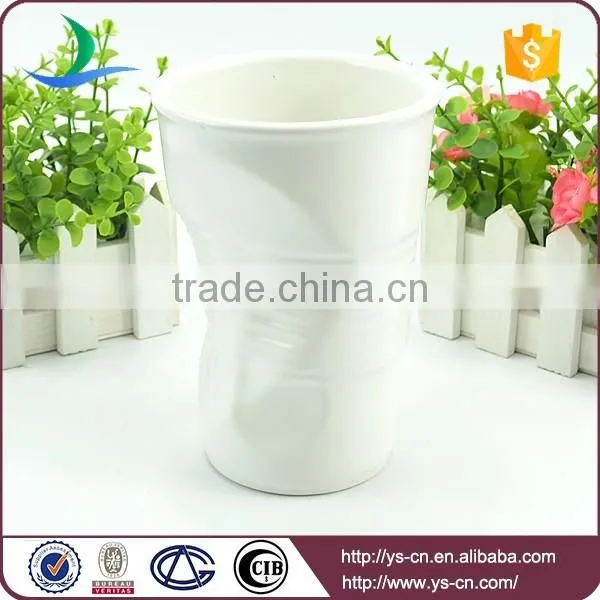 Creative White Ceramic Big Drinking Cups Folding Mug Matte photo-2
