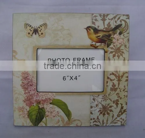Beautiful Paper Printing Wooden Photo Frame 4x6'' Opening With Birds and Flower Desgin photo-4