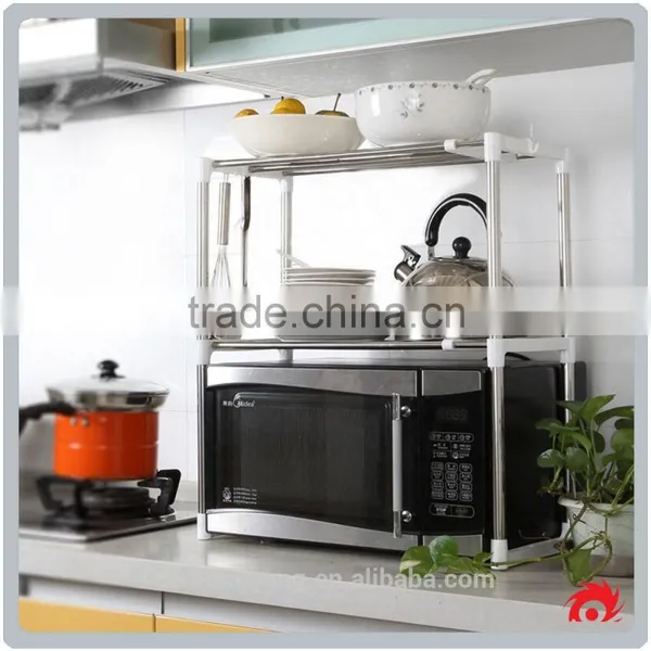 New Multifunction Stainless Steel Tool Kitchen 2 Layers Microwave Oven Organizer Holder Storage Shelf Rack photo-2