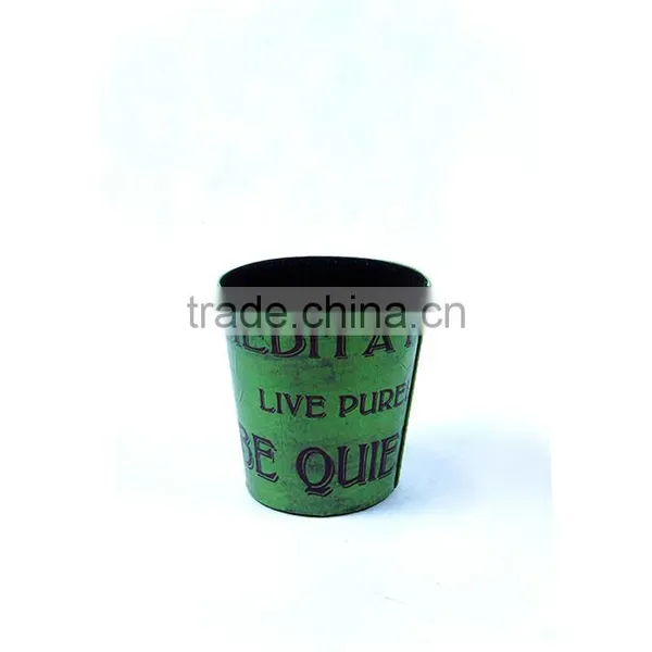 2016 Household The Letter Green Faux Leather Trash Can No Lid photo-2