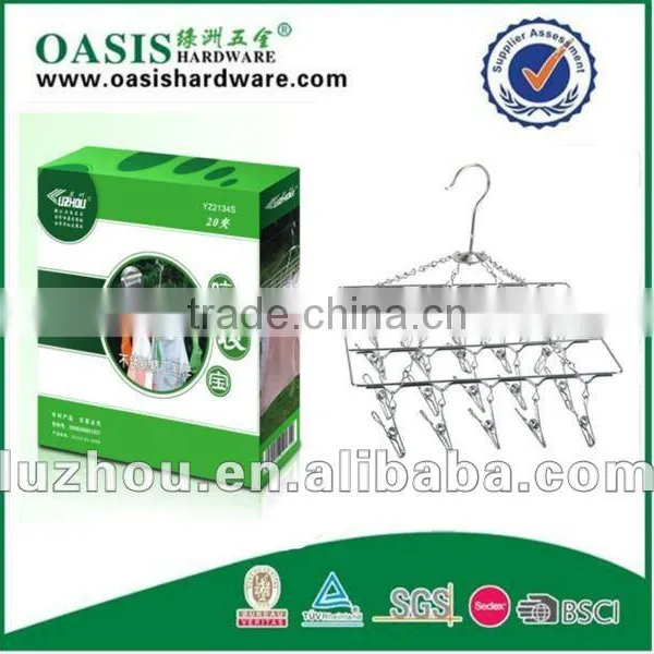 HIGH QUALITY 20 Pcs Hanger Laudry Clothes Clip Hanger STAINLESS STEEL