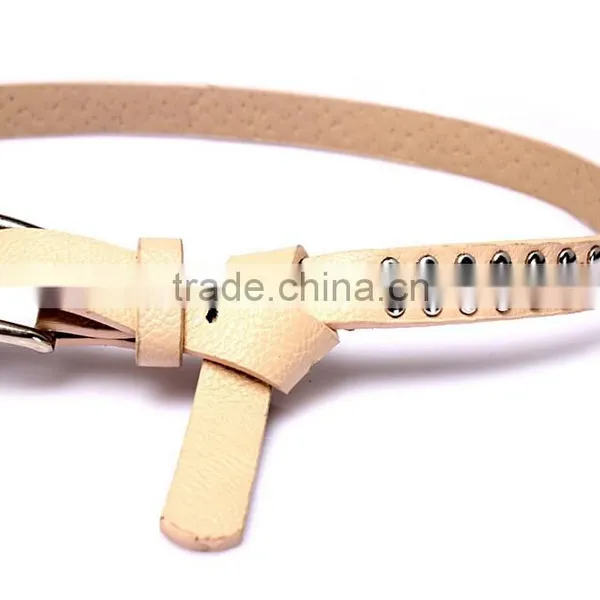 New Designed Fashion Rivet Decorated Lady Thin PU Waist Belt photo-3