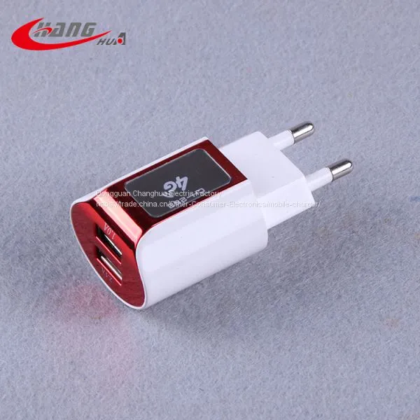 2017 Best Phone Charger 5V 2.1A Dual USB Travel Charger With Light photo-4