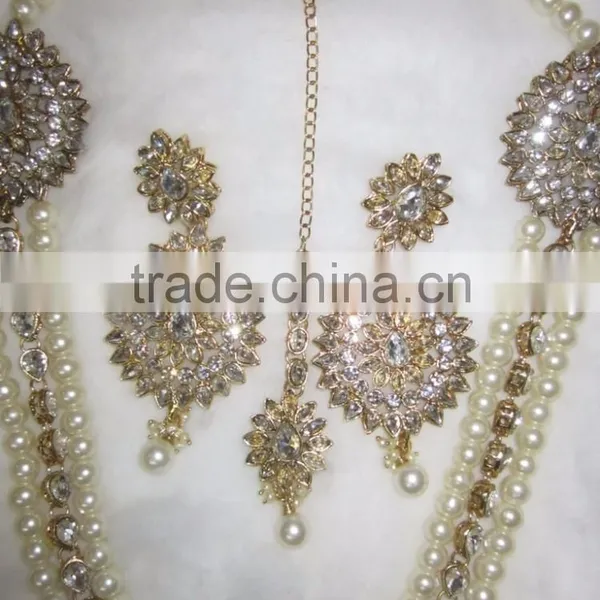 PEARL Gold Plated Necklace EARRING Set photo-4