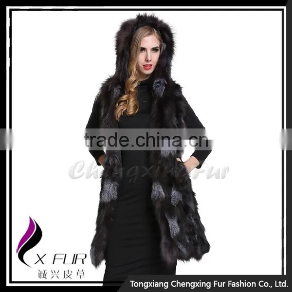 CX-G-B-174 Women Autumn Fashion Fox Fur Vest Woman Hoodies photo-6
