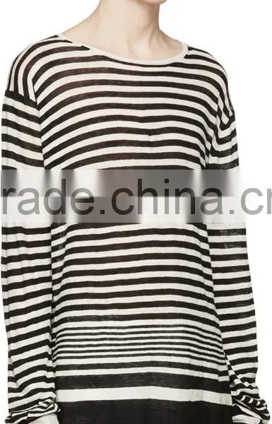 Mens 100% Cashmere Striped Pullover Sweater photo-2