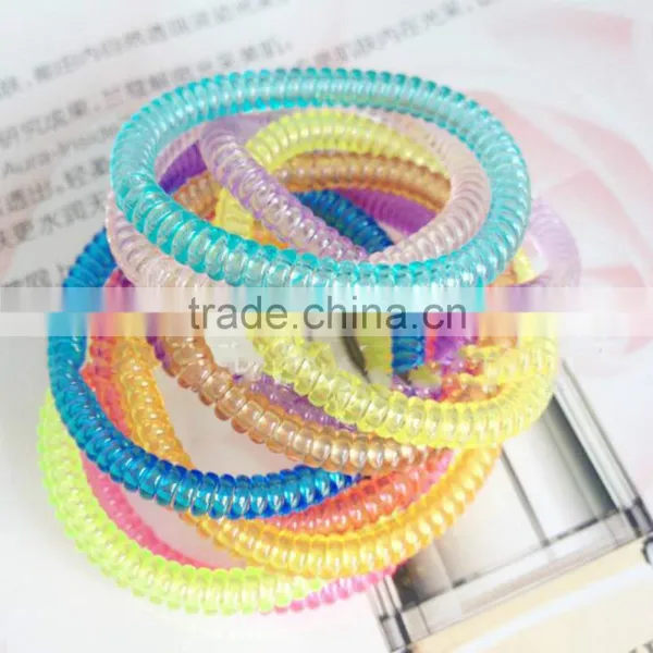 Transparent 5mm Telphone Line Hair Ring Rope Ponytail Holder photo-4