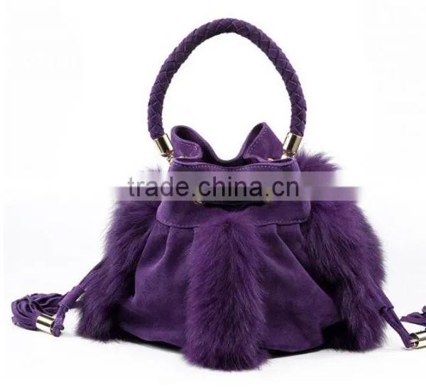 Fox Fur Tote Bag, Fox Fur Bag, Mink Fur BagTop Fashion Fluffy Real Fox Fur and Genuine Cow Leather Women Lady Shoulder Mini Mess photo-4