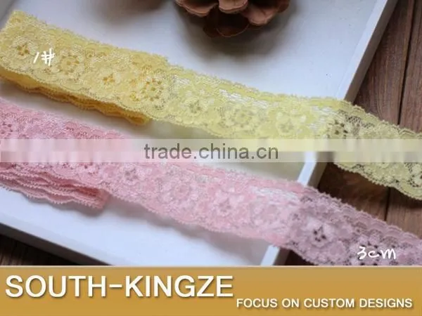 Pretty Yellow / Pink Floral Elastic Lace Ribbon DIY Garter Wedding Bridal Handband Lace Ribbon photo-2