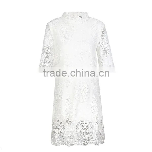 Fashion Women Elegant Crochet Ghana Lace Dress Styles Ladies Latest Sexy Evening Party Mini Dresses photo-5