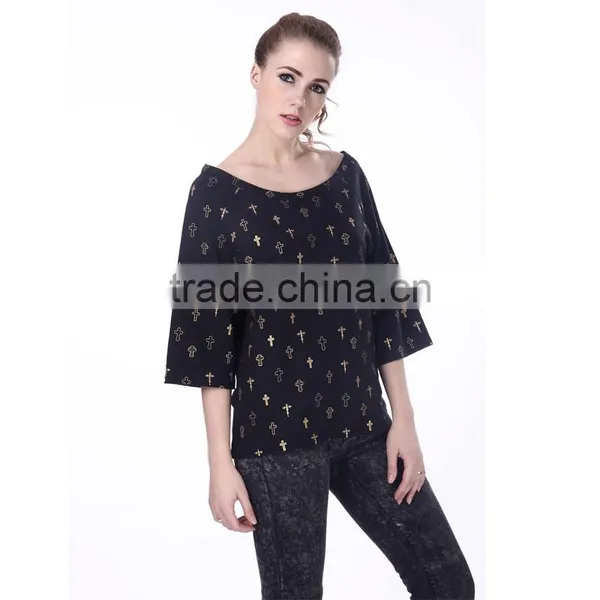 Attractive Fashion Hotsell Black Short Sleeve t Shirt for Women photo-5