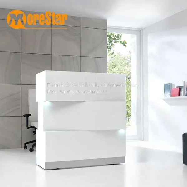 Modern Beauty Spa Salon White Front Reception Desk With Back Wall for Sale photo-3