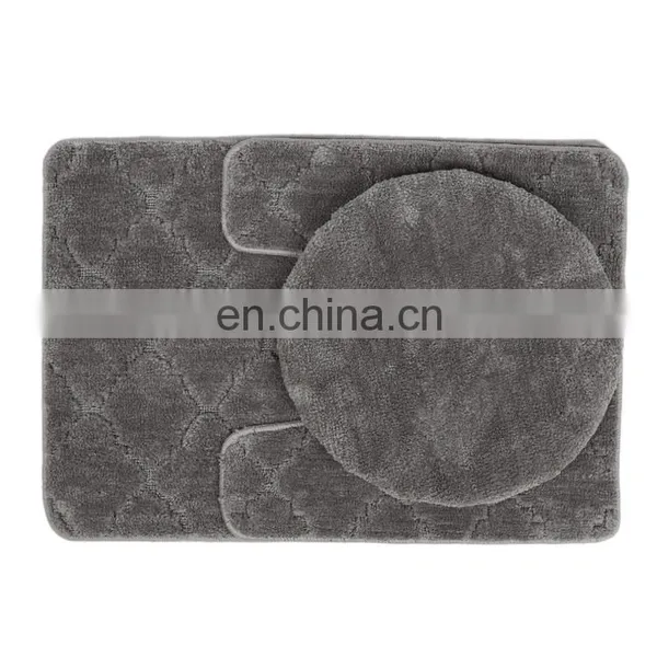 Wholesale Custom Super Absorbent Anti-slip Home Use Microfiber 3 Pieces Bath Mats Set photo-3