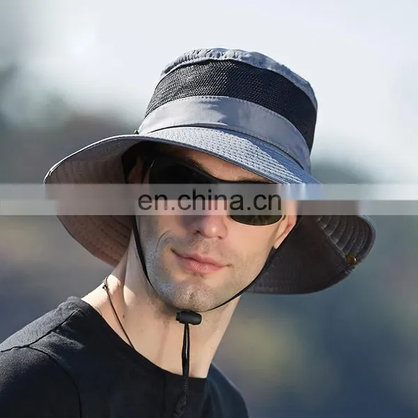 Summer Cotton Cap Wholesale Fishing Boonie Brim Sun Cheap Foldable Sun Custom Bucket Hat Safari Hat With Strings photo-5