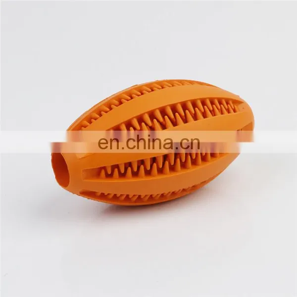 Non-Toxic Soft Tooth Cleaning and IQ Training Rubber Dog Toys Pet Rugby Ball photo-5