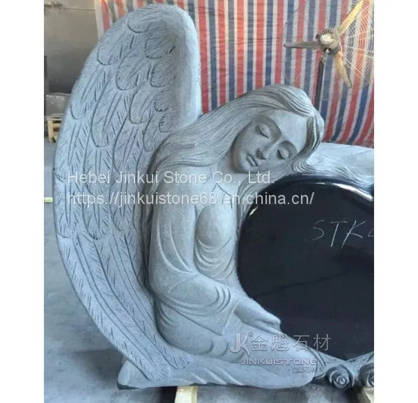Angel Heart Kneeling Granite Tombstone European Style Made by Nature Stone