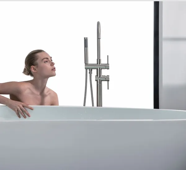 Minimalist Design Smooth Lines Elegant Shape Floor Mounted Bathtub Mixer Series