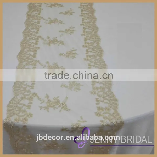 TR007B Round Rectangle Tables Decor 100% Lace Hand Embroidered Table Runner photo-6