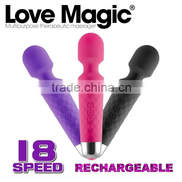 2016 New High Quality Full Silicone Strong Power Magic Wand Vibrator Sex Toys photo-4