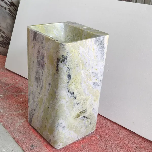 Hot Selling Modern Marble Stone Sink Pedestal Luxury Basin Bathroom Hand Wash Basin With Pedestal Square-shaped Marble Sink Home photo-4