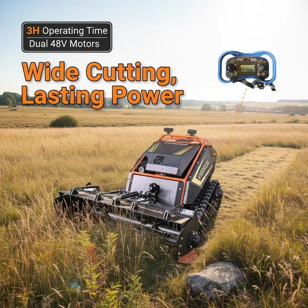 Vigorun Tech MTSK1000 Affordable Low Price Rubber Track Cordless Hammer Flail Mower For Brush Clearing