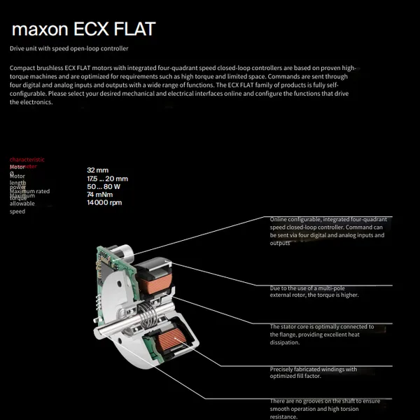 maxon ecx flat 42 m ∅42 мм, безщеточный 120 Вт, 190 мНм, 8000 об/мин. Все модели поставляются с преимуществами.