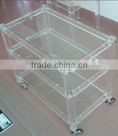 Acrylic hotel trolley food trolley for sale