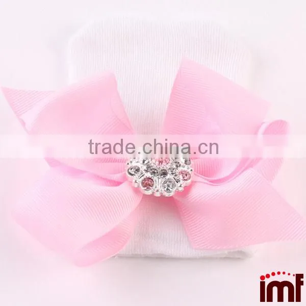 Baby Girl COMING HOME Hat,White Faux Pearl Bow Hospital Hat photo-3