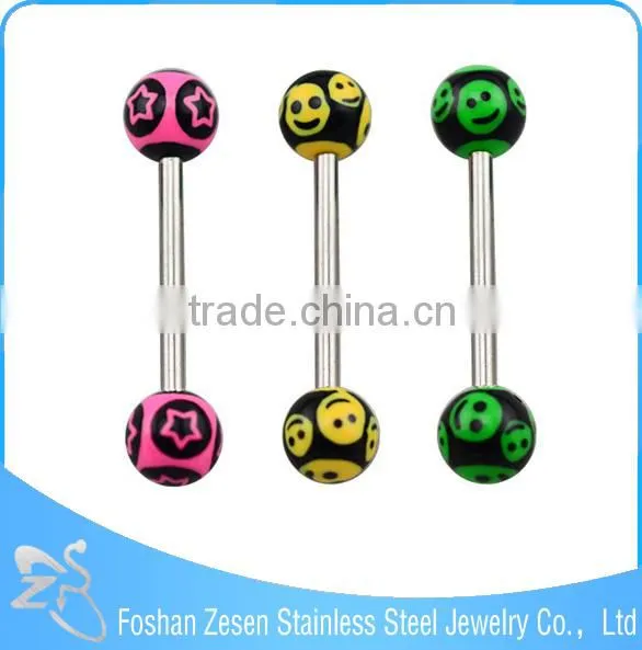 316L Barbell UV Glitter Bioplast Tongue Rings Body Piercing photo-3