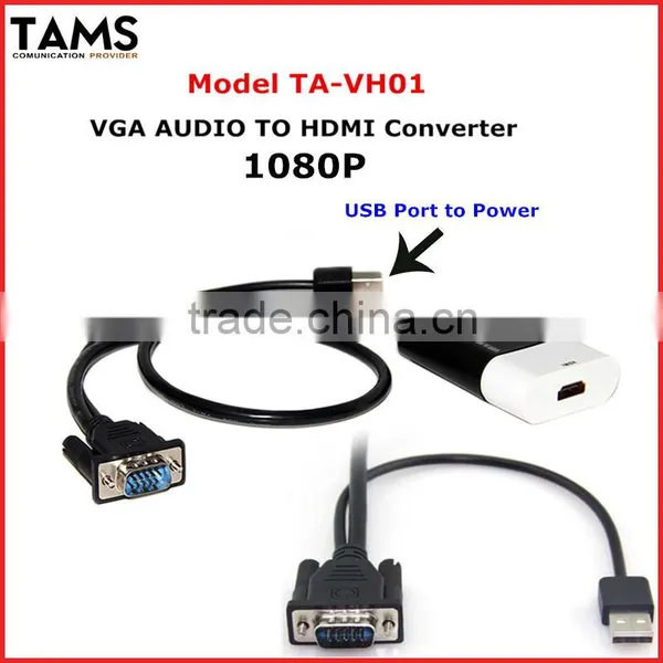 Mini Intelligent PC Laptop HD Audio Video VGA to HDMI Converter