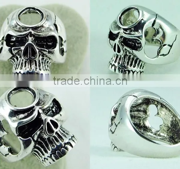 China Supplier Jewelry Popular Wholesale Festival Items Skull Ring Silver Jewelry R39 photo-2