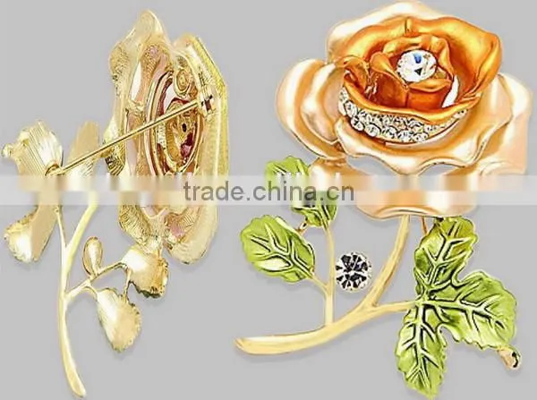 2015 Hottest Purple Red Charmpagne Rose Flower Pin Brooch photo-4