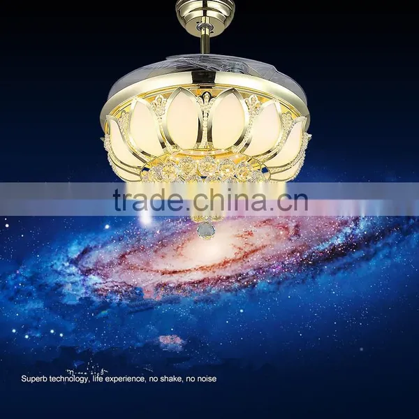 Small Size Crystal Golden LED Ceiling Fan With ABS Blades photo-2