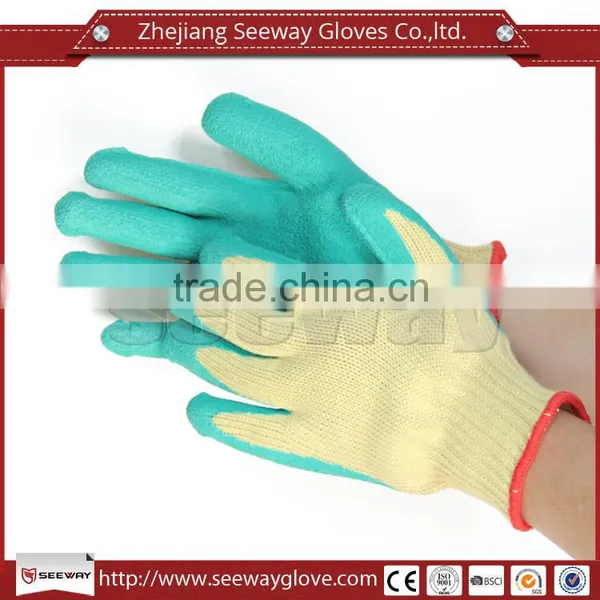 Seeway High Quality Industrial Green Latex Palm Coated Aramid Liner Cut Resistant Gloves With Best Price