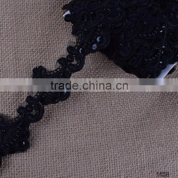 Black Arrival High Quality Favorite beads and Sequins Lace in stock