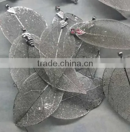 Gold Silver Plated Natural Real Leaf Charm Pendant Necklace Jewelry /Yellow Gold Plated Natural Leaf Necklace Wholesale Quality Choice photo-3