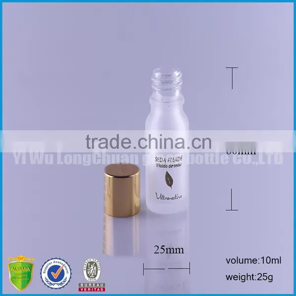 Long Custom Clear Round Frosted Glass Bottles10ML With Gold Cap photo-5