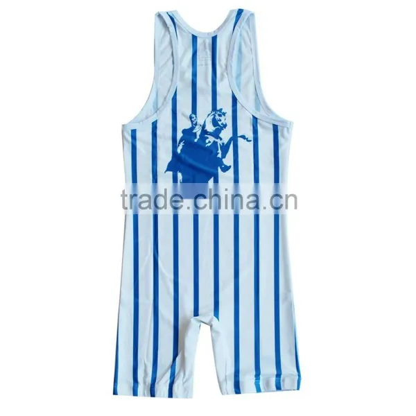 High Quality Sportswear Sublimated Spandex Lycra Wrestling Singlet photo-2