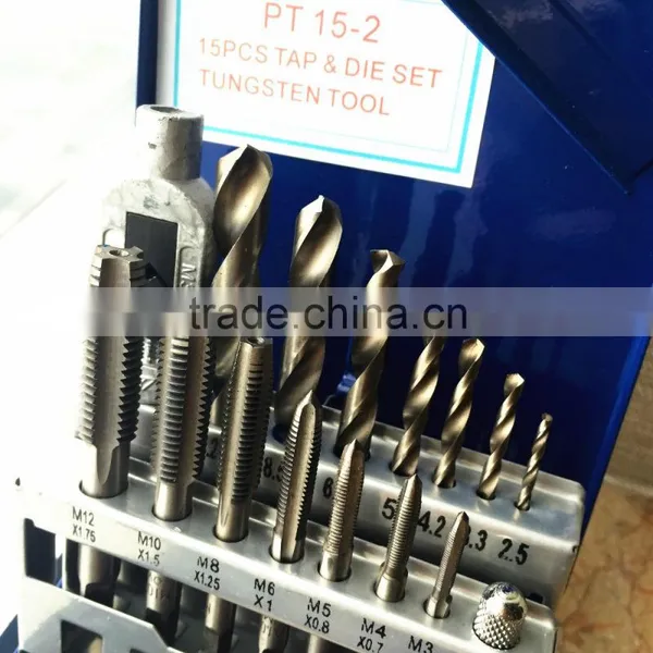 Din Metric Standard Tapping Tools Set, 7 Piece Taps, 7 Pieces Drills, 1 Piece Tap Wrench M3-M12 photo-4