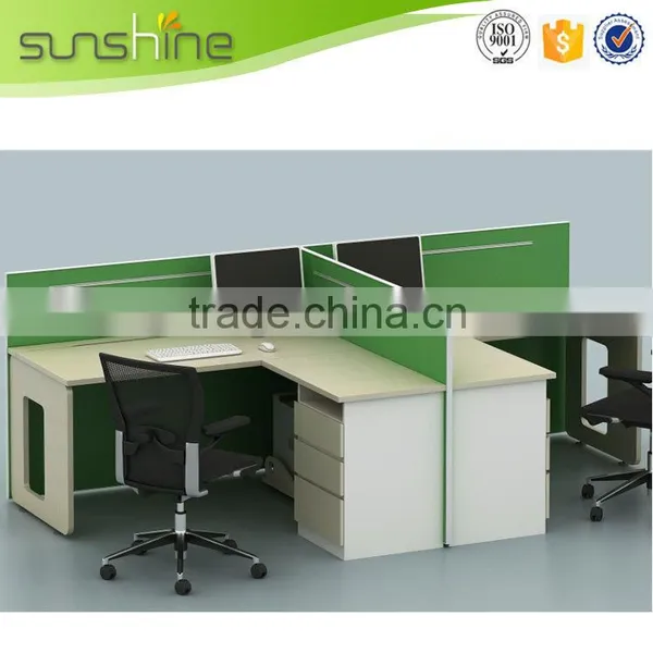 Modern Elegant Office Workstation Design 2 Seats Office Cubicles Aluminum Frame Panel and Frosted Glass Partition photo-4