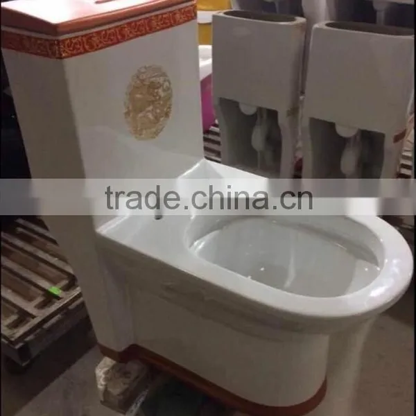 Porcelain Luxury Decorative Flower Gold Enamel Bathroom Design Red Color Quality Choice photo-3