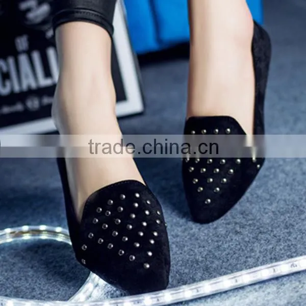 2015 High Quality Ladies Shoes Rivet Pointed-Toe Flat Shoes Spring Korean Peas Casual Shoes photo-5