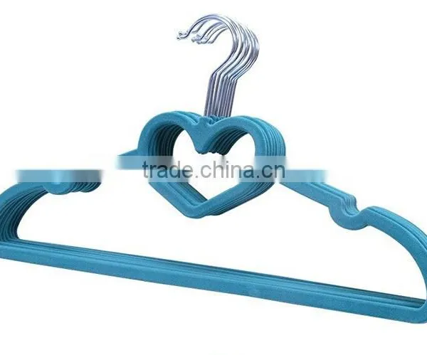 Non Slip Flocked Velvet Heart Coat Clothes Garment Hangers photo-4