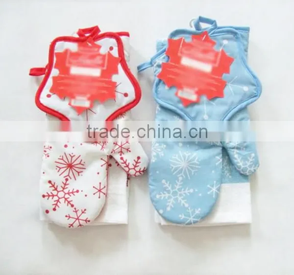 Printed Cotton Kitchen Towel Set Pot Holder Oven Mitten China Supplier Christmas Kitchen Set photo-5